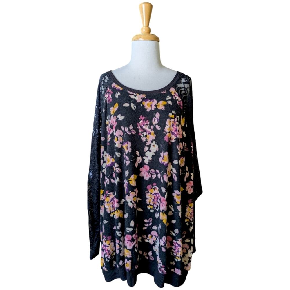NEW Torrid Floral Lace Raglan Top 4X Soft Girl Romantic Whimsygoth Cottagecore